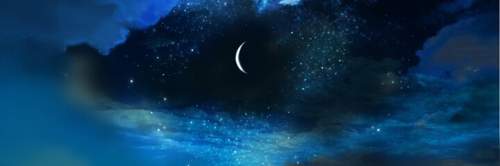 Obraz na płótnie Canvas Wallpaper of crescent moon in cloudscape 