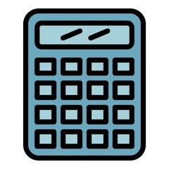 Calculator icon. Outline calculator vector icon color flat isolated