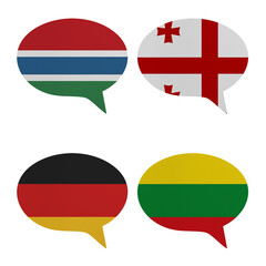 World countries A-Z. Speech bubbles pack on white background. Part 17