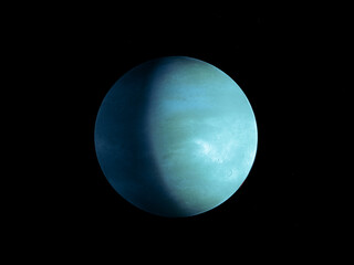 Blue exoplanet in space, distant planet with atmosphere, space background
3d rendering