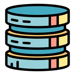 Round server tower icon. Outline round server tower vector icon color flat isolated