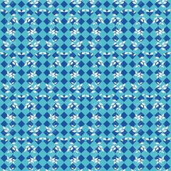 Blue flower on gray square seamless pattern