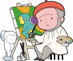 芸術の秋（絵画）【ニホンザル】