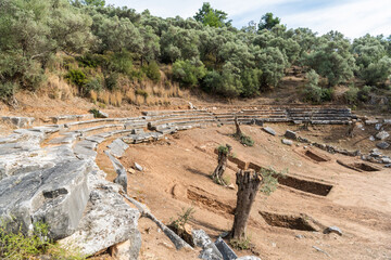 Ruined theatre at Euromos ancient site in Mugla province of Turkey.