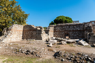 Ruins of Byzantine basilica in Thyatira ancient city in the modern Turkish city of Akhisar.