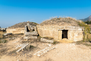 Tumulus tomb at the necropolis of Hierapolis ancient site in Denizli province of Turkey