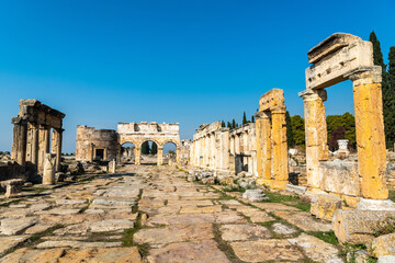 Fototapeta premium Frontinus street at Hierapolis ancient site in Denizli province of Turkey