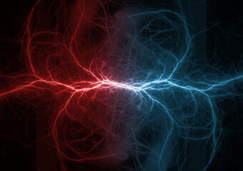 Fire and ice lightning background, power electrical abstract