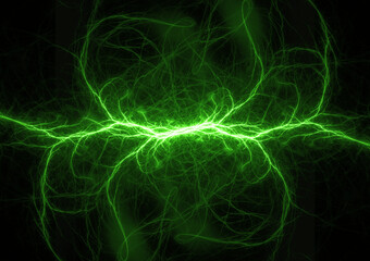 Green lightning, abstract plasma background - 463401596