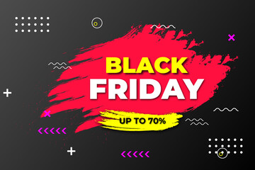 Black Friday sale poster. Commercial discount event banner. Black background textured. Vector business illustration. Black Friday vector illustration. Black Friday sale banner layout design