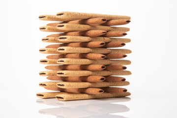 Pyramid of sweet crispy cookie sticks. confectionery sweet products. high-calorie food for tea and...