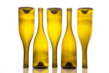 empty bottles of wine on white background