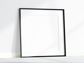 square black frame mockup on the wooden floor