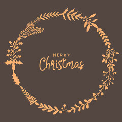 New Year's wreath frame of branches. Decoration for Christmas.