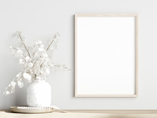 portrate frame mockup with dry plant