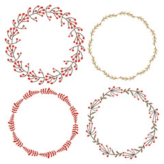 New Year's wreath frame of branches. Decoration for Christmas.