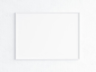 horizontal white frame mockup on the wall