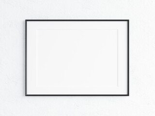 horizontal black frame mockup on the wall with matt