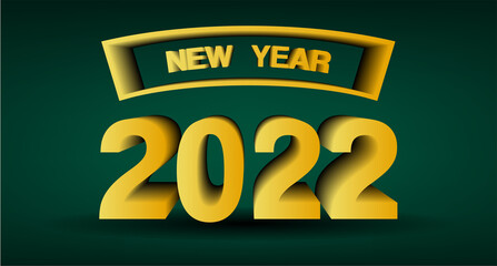 happy new year 2022, golden 3d lettering