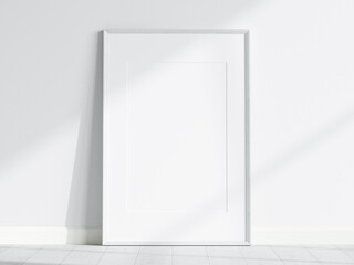 minimalist white frame mockup on white background