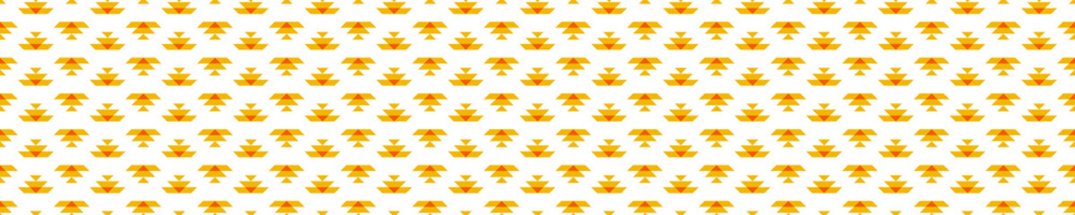 White seamless pattern banner with orange Aztec elements