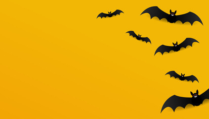 Fototapeta na wymiar halloween background with bats on yellow