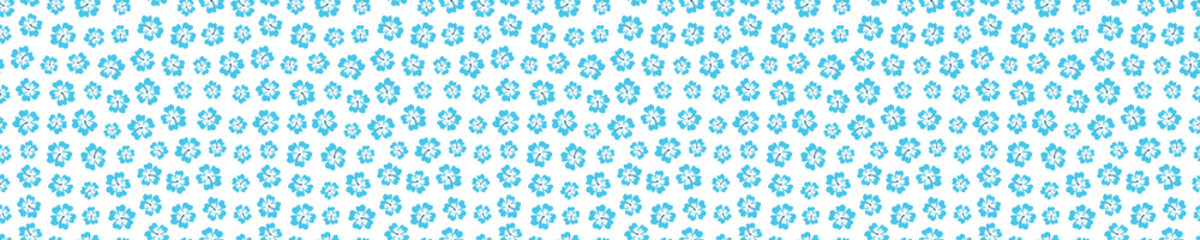 Seamless pattern banner with blue Hibiscus flowers