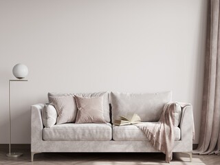 modern living room interior, wall mockup