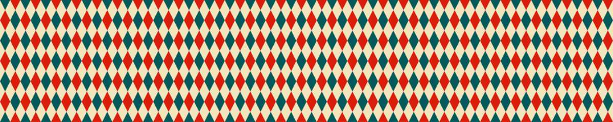 Seamless pattern with red and blue rhombuses.