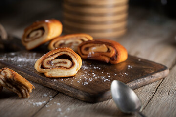 Fresh pastries on a morning rustic table