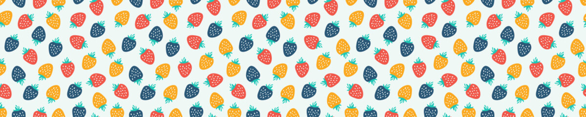 Seamless pattern with colorful strawberries
