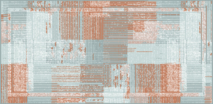 Abstract decorative textile texture linen checkered concept geo art runner rug pattern design for scarf, carpet, curtain, curtain, pillow . home textile digital vector