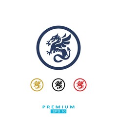 Flying dragon. Mythical animal. Design for printing on paper or textiles.Vector illustration isolated on a gray background.