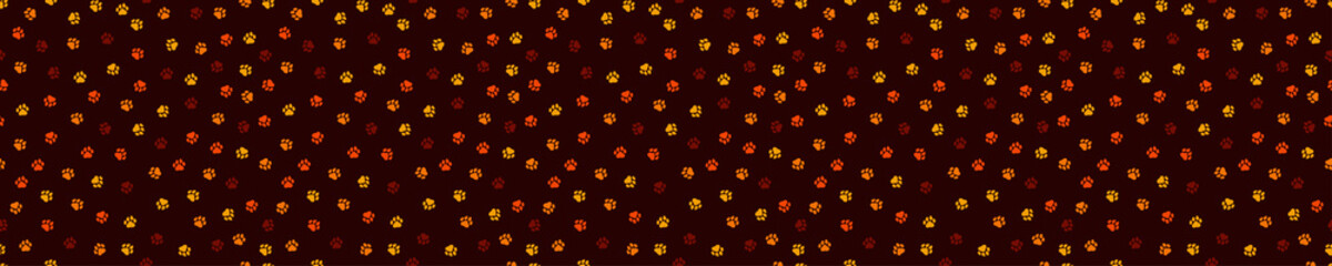 Seamless pattern with cute orange cat paws
