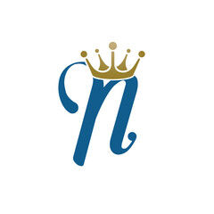 Blue Single Letter With Crown Logo 