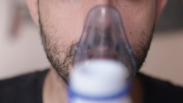 Inhale treatment for cold. Asthma, allergy or seasonal cold steam with mask