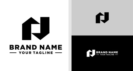 LETTER N LOGO MONOGRAM BUILDING NEGATIVE SPACE EDITABLE