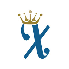 Blue Single Letter With Crown Logo 