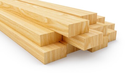 3D Rendering Wooden Boards material construction on white background