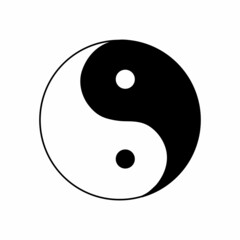 Yin and yang, ancient symbol of Chinese philosophy, meaning harmony, dual nature of all existing objects of Universe, white and black opposites