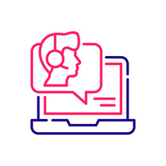 Online consulting  vector 2 colour icon style illustration. EPS 10 file