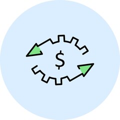 Cash Flow Filled Linear Vector Icon Design