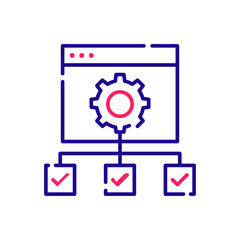 Operations Management vector 2 colour icon style illustration. EPS 10 file