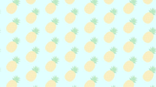 Pineapple illustration pattern 4K background animation. パイナップルのパターンイラストアニメーション 4K 背景素材