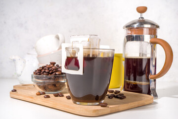 Instant brewed cup of drip coffee