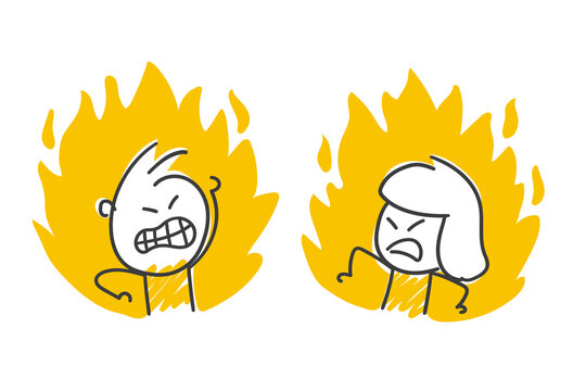 Strichfiguren / Strichm&auml;nnchen: Feuer, Wut, Zorn, Scheidung. (Nr. 663)