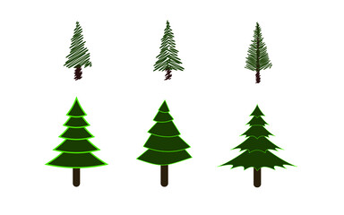 Collection set Christmas trees, modern design. Can use for printed materials - leaflets, posters for the web