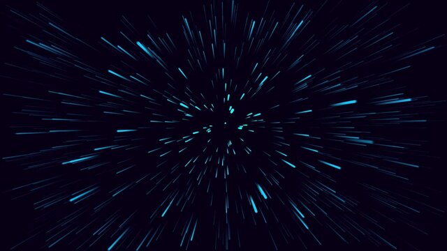 Colorful blue straight lines on a dark background. Abstract seamless looped animation of neon, lasers and lines. Abstract neon lines in space. Futuristic Sci Fi Lines. 3d animation 4K