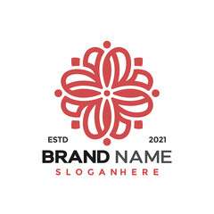 Flower heart logo and icon design vector concept for template