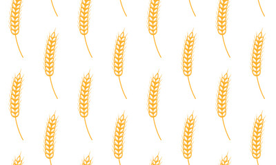 Wheat ears, seamless pattern. Whole grain, natural, organic background for bakery package. Vector background with wheat.